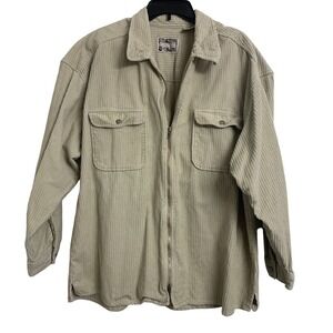 Property‎ XL Tan Beige Corduroy Full Zip Up Shirt Jacket 100% Cotton L/S